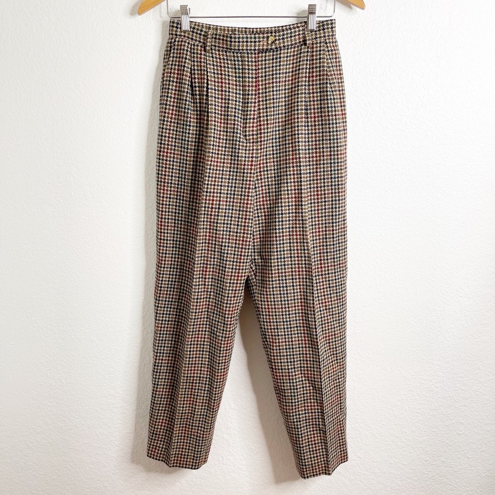 Pendleton Womens Vintage 100% Wool Houndstooth Pleated Trousers Pants Size 10‎